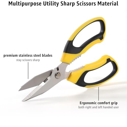 BoFuYuan Utility Scissors All Purpose heavy duty 8-Inch Yellow - color: Yellow