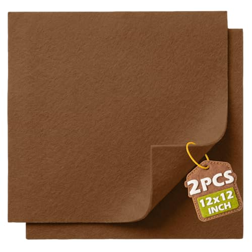 Cognac Soft Felt Sheets for Crafts, 12" x 12", 1.6mm Thick, 2 Pcs - color: Cognac