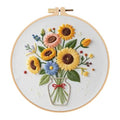 spicssa Embroidery Kit for Beginners, Hand Needlepoint Kits for Adults with Pre-Stamped Patterns, 7.8-Inch Hoop, Threads & Needles, Step by Step Instructions - color: sunflower