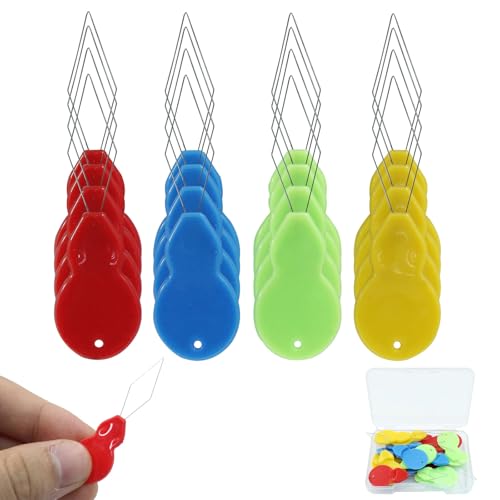 Coufce 20 Packs Blue/Green/Red/Yellow Mini Needle Threader - color: Blue, Green, Red, Yellow