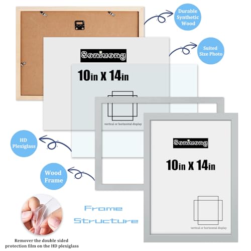 10x14 inch Wood Picture Frames for Wall Hanging,Diamond Painting Frames Rectangle Baby Scan Picture Frame for Family Walls Decoration,Anniversary,Wedding,Christmas,Halloween,Shower,Certificate (Gray) - color: Gray, size: 10x14 inch