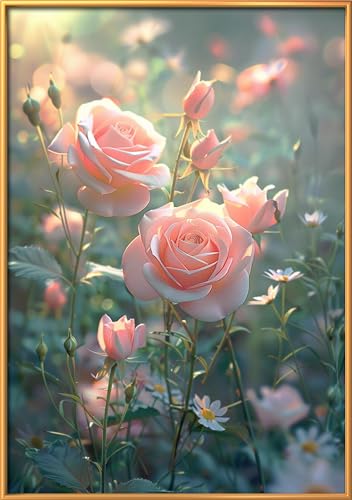 Leczany Cross Stitch Patterns Stamped Kit for Beginners | Embroidery Supplies DIY Craft Kit Needlepoint for Adults Starter | 11CT, 3 Strands | Pink Rose 15.8x22.8 inches - color: 11CT Stamped kits, Pink Rose 15.8x22.8 inches