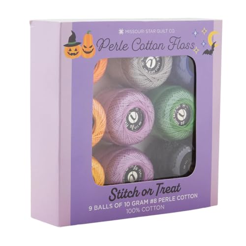 Missouri Star Stitch-or-Treat Perle Cotton Floss Pack – 9 Vibrant #8 Perle Cotton Embroidery Thread Balls for Halloween Quilting, Hand Stitching & Peel & Stitch Projects - color: Stitch-or-Treat Perle Cotton Floss Pack