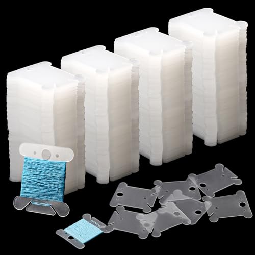 400 PCS Embroidery Floss Bobbins Embroidery Thread Organizer Plastic Floss Bobbins Embroidery Thread Cards for Cross Stitch - color: Clear