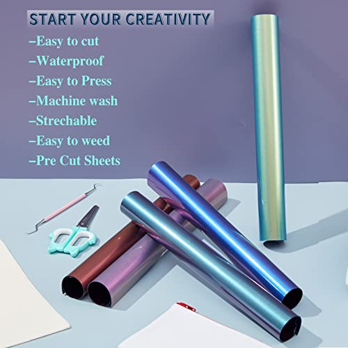 Tintnut Chameleon Heat Transfer Vinyl,9 Sheets 12×10in Iron on Vinyl ﻿ - color: Blue