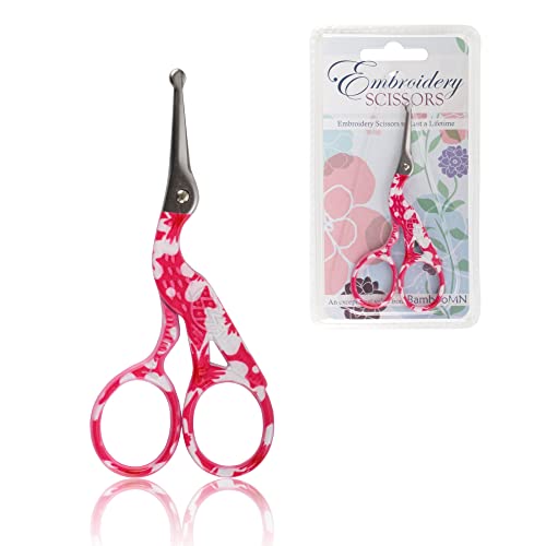 JubileeYarn TSA Compliant Rounded Embroidery Craft Stainless Steel Stork Scissors - Small Red - 1 Unit - color: Small Stork Red, size: 1 Unit