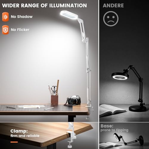 10X Rectangle Magnifying Lamp, Large Magnifying Light with 5 Color Modes - color: White