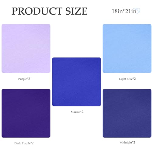 10 Pieces 18 x 21 Inches Cotton Fabric Precut Quilting Fabric Bundles Solid Colors Layer Cakes Quilt Material for DIY Craft Sewing Embroidery (Bule Purple Set) - color: Bule Purple