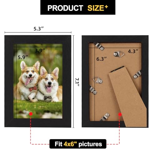 TOFOREVO 4x6 Picture Frames Set of 2, Black - color: Black Wood Grain, size: 4x6
