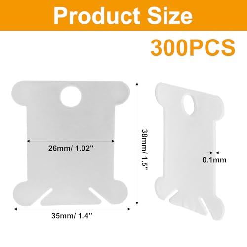 300 Pcs Plastic Embroidery Floss Bobbins, Clear - color: Transparent