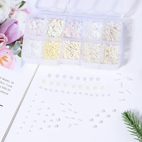 Ivory Glass Seed Bugle Tube Beads for Jewelry Making - color: cream