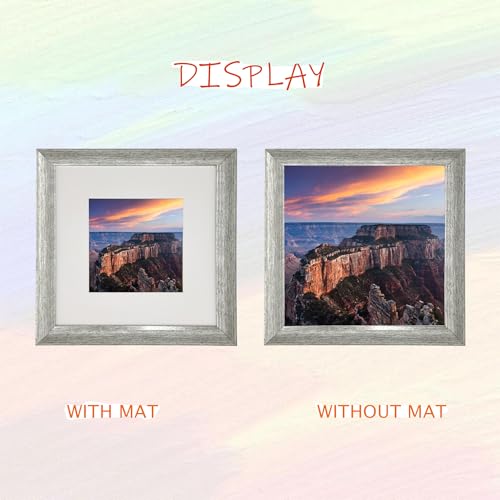 8x8 Silver Photo Frame Gallery Picture Frame with 5x5 mat,Freestanding and Wall Mountable - color: Silver, size: 8x8
