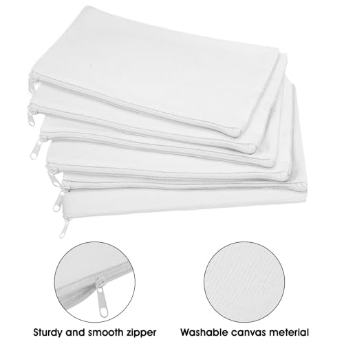 Shappy 40 Pieces Canvas Pouch Zipper Pen Makeup Cosmetic Bag, Pure White - color: Pure White