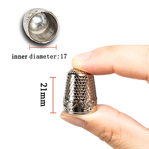 ZESION 4Pcs Sewing Thimbles, Metal Thimbles for Hand Sewing Finger Protector, Quilting Craft Accessories for Knitting Needlework DIY Tools, Silver - color: Silver