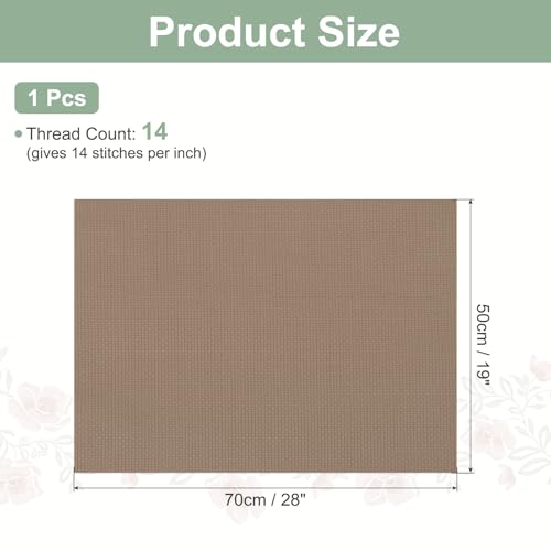 PATIKIL 14 Count Cross Stitch Cloth 19"x28", Embroidery Cotton Fabric DIY Cross Stitch for Handmade Needlework Art Crafts Machine Embroidery, Dark Coffee - color: Dark Coffee, size: 19"x28"