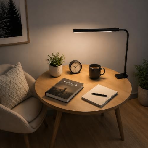 LED Desk Lamp with Clamp, 1200 Lumens Eye-Caring Desk Light for Home Office - color: Black, size: Mini
