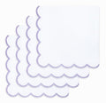 PurpleEssences Scalloped Cloth Napkins 18x18 in - White Edges Lavender - color: White(edges- Lavender)