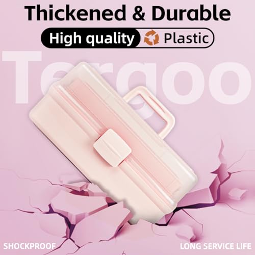 TERGOO 14in 3-Layer Multipurpose Craft Organizers and Storage with Adjustable Dividers, Portable Tackle Box, Folding Art & Craft Case for Medicine, Tool, Sewing Organizer (Pink, X-Large) - color: Pink, size: X-Large