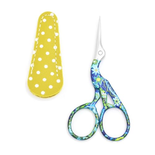 3.7" Sewing Embroidery Scissors with Cover for DIY Craft,Needlework - color: Green Flower