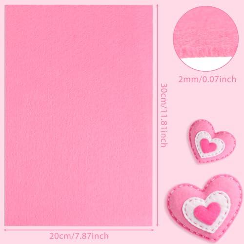 NEBURORA 12 Pcs 2mm Thick Stiff Felt Sheets for Crafts Sewing(Rose Pink) - color: Rose Pink