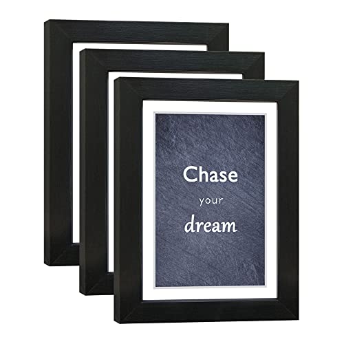 5x7 Black Picture Frame Set of 3 for Pictures 4x6 with Mat or 5x7 Without Mat, Wall or Tabletop Gallery Photo Frames with Real Glass - color: Black, size: 5x7(set of 3)
