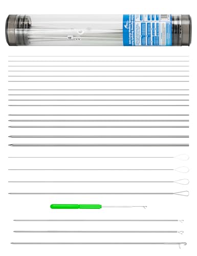 BLUEWING Hollow Spectra Threading Looping Splicing Needles Kit 23pcs Stainless Steel Fishing Rigging Needle Set - size: 10"