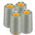 AK Trading 4-Pack Light Gray All Purpose Sewing Thread Cones (6000 Yards Each) of High Tensile Polyester Thread Spools for Sewing, Quilting, Serger Machines, Overlock, Merrow & Hand Embroidery - color: LIGHT GRAY