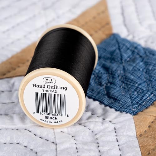 YLI Hand Quilting Thread - 100% Egyptian Cotton, Glazed, Strong & Tangle-Free, 500 yd. Spool - Black - color: Black