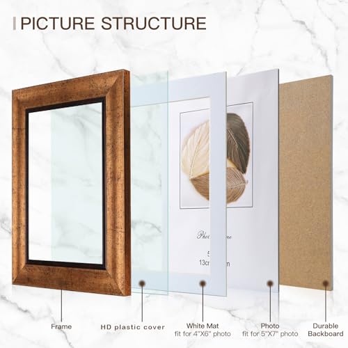 XUANLUO 5x7 Picture Frames Set of 4,Rustic Retro Photo Frame(Gold) - color: Gold-4pcs, size: 5 x 7 inch