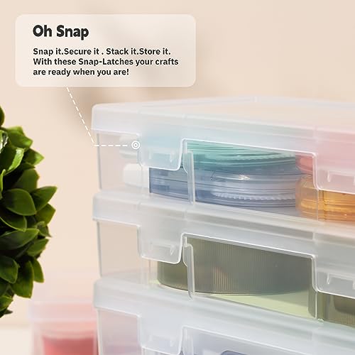 novelinks Clear Pencil Box and Small Plastic Storage Containers with Lids - color: 9 Pack Medium -Clear