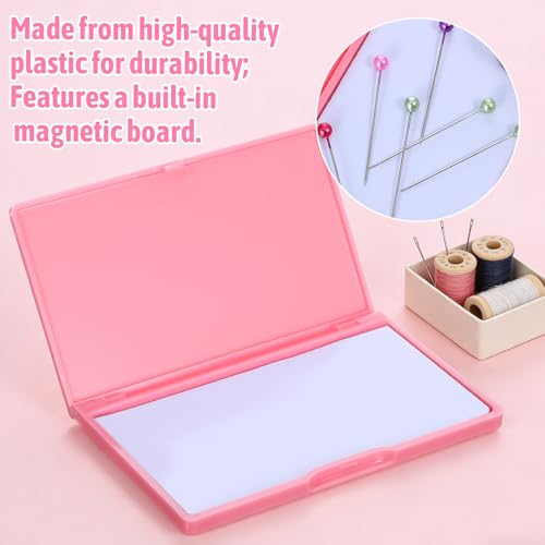 Magnetic Needle Case, Rectangle Pink Needle Holder for Sewing Knitting Crochet, Secure Embroidery Organizer, Needlepoint Accessories & Needle Minder Magnet Storage Case - color: Pink