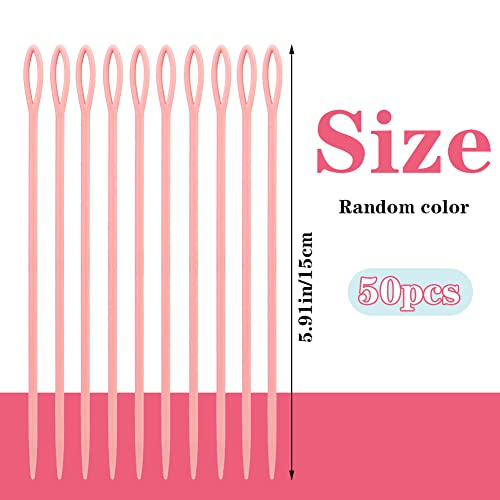 Lunarm Plastic Needles 50pcs Yarn Needles Plastic Large Eye 5.91inch/15cm - size: 5.91 inches