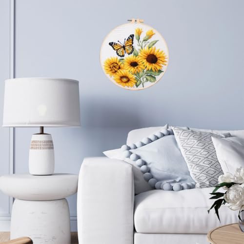 DIY Cross Stitch Kits Sunflower and Butterfly 20x20cm-1