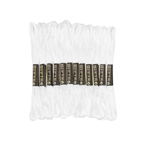 12 Skeins Embroidery Floss White Color, Friendship Bracelet String Cross Stitch Embroidery Thread Floss Bracelet Making Yarn, Craft Floss（White） - color: White