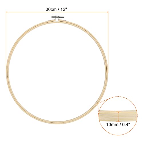 PATIKIL 12 Pieces 12 Inch Embroidery Hoops Round Adjustable Bamboo Circle Cross Stitch Hoop Ring Bulk for Embroidery Art Craft Handy Sewing Decoration - size: 12 Inch