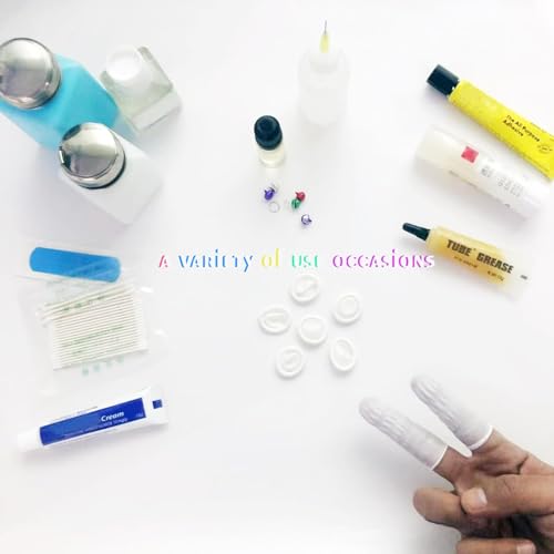 Medium Disposable Nitrile Finger Cots Anti-Static Lens Finger Covers Beauty Protection Sleeves Not Allergic 100pcs (White) - color: White