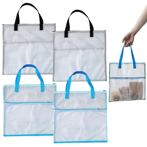 15.7×15.7 Inch Sewing Project Bag, 4 Pack Jumbo Sew Project Bags for Quilting and Needlepoint Supplies with Handle and Zipper Organizer for Art Chart Embroidery Storage