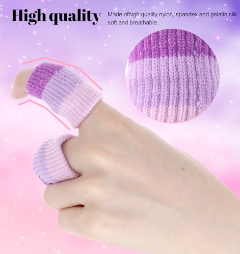 10 Pcs Knitting Finger Protector, 2-Inch Breathable Compression Crochet Finger Guard for Knitting & Writing Cushioned Fingers Covers for Pain Relief (Purple)