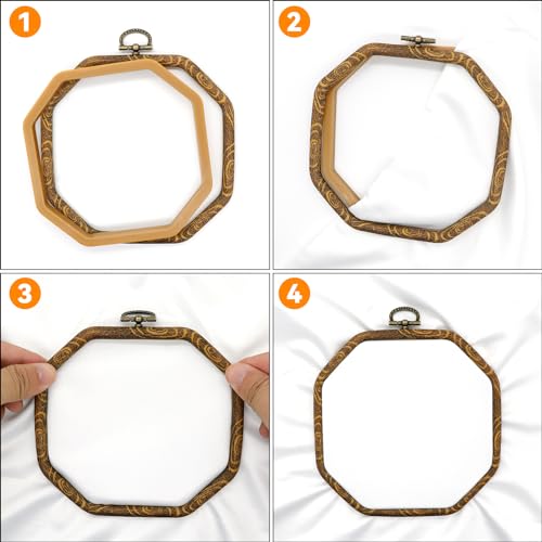 Faylapa 6Pcs 5.5 inch Octagonal Embroidery Hoop Set - size: 6pcs 5.5 inch Octagonal