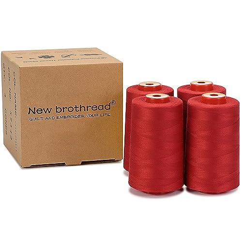 New brothread 4 Large Cones All Purpose Polyester Thread -Red - color: 4xRed