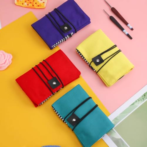 HERCHR Crochet Hook Holder Organizer, Knitting Needle Storage Case Folding Oxford Cloth Crochet Hook Roll up Bag for Straight and Circular Knitting Needles - color: Purple