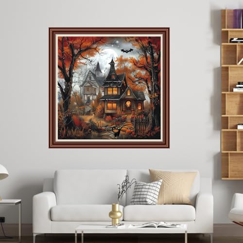 Dimensean Counted Cross Stitch Kit for Beginners, 11CT Unprinted Cross-Stitch Kit Easy Patterns Needlepoint Kit Cross Stitching Embroidery Kit Supplies-Magic House 18x18 inch - color: Patterns22