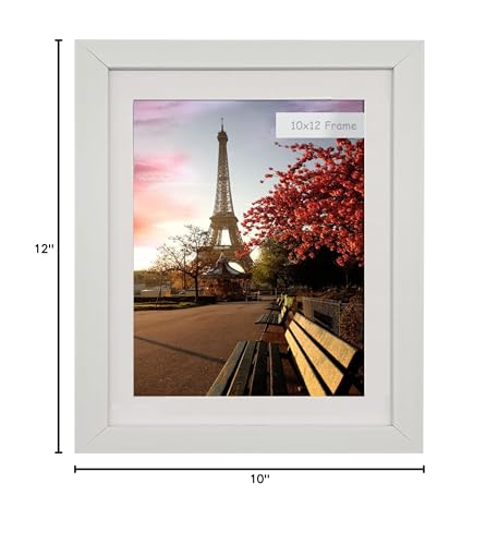 10x12 Photo Frame Gallery Picture frame with 8x10 mat,Freestanding and Wall Mountable,White - color: White, size: 10x12