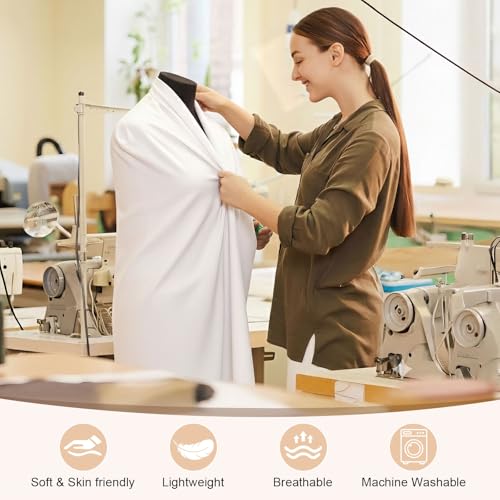 Cotton Muslin Fabric, 59 Inch X 1.9 Yards White Fabric by The Yard - color: Bleached