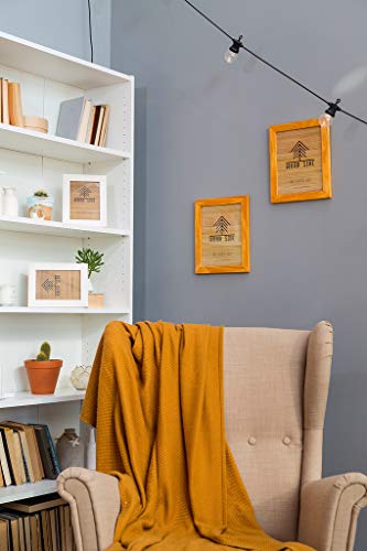 Rustic Wooden Square Picture Frames 8x8 - Set of 2-100% Natural Solid Eco Wood with Real Glass for Wall Mounting and Tabletop Photo Frame - Yellow - color: Yellow