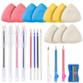NeoLum Tailors Chalk Heat Erasable Pens for Fabric Pencils for Sewing, Fabric Markers Chalk for Quilting, 26 Pcs Sewing Accessories Supplies