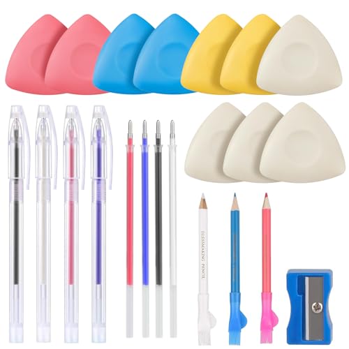 NeoLum Tailors Chalk Heat Erasable Pens for Fabric Pencils for Sewing, Fabric Markers Chalk for Quilting, 26 Pcs Sewing Accessories Supplies