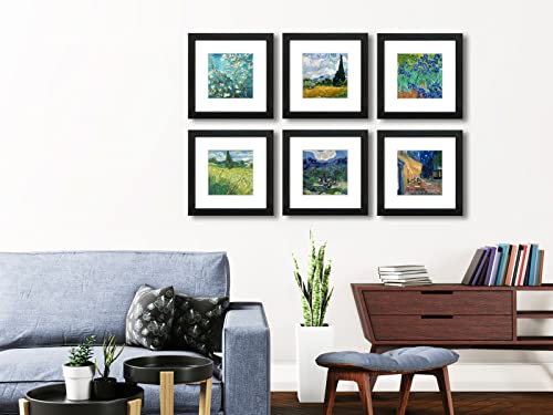 8x8 Picture Frame Set of 6 with Real Glass for Pictures 5x5 with Mat or 8x8 Without Mat, Wall Gallery or Tabletop display Photo Frames in Black - color: Black, size: 8x8(set of 6)
