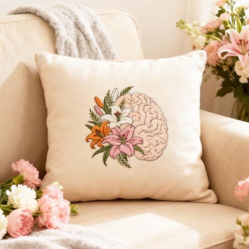ORIGACH 4 Sheets Water Soluble Embroidery Patterns Stabilizers - Pre-Printed Skeleton, Skull, Organs & Floral Designs - Stick & Stitch Embroidery Paper for Hand Sewing Lovers - color: Skeleton Skull Organs & Floral