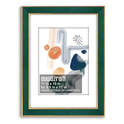 Suede 11x15 Frame - Single Frame, Christmas Elegant Green 11 x 15 Poster Frame with Mat for 8.5x11, 11x15 Picture Frames for Artwork, Puzzles, Photos and Movie Posters - color: Green, size: 11" x 15" / 8.5" x 11" mat